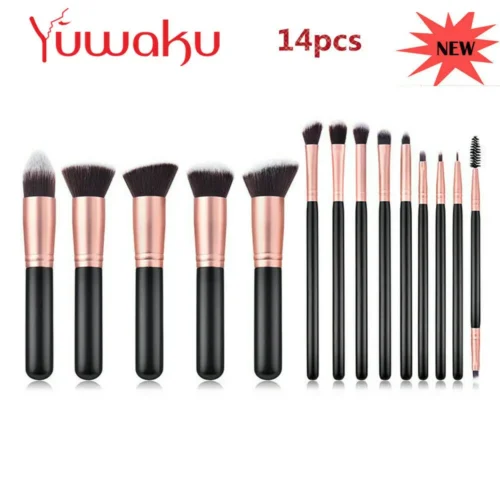 Makeup Brush Set 14Pcs Pro Powder Foundation Eyebrows Face Lip Brushes Tool New