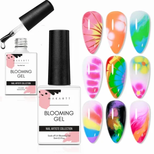 Makartt Clear Blooming Gel, 15ml Soak Off Nail Lamp Gel Nail Polish Glossy Finish Long Lasting for Home Nail DIY Manicure