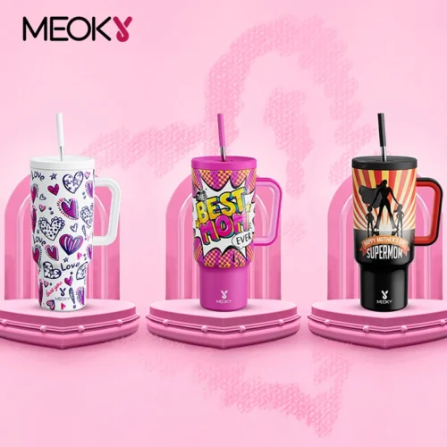 Meoky 40oz Cup Stainless Steel Vacuum Insulated Cup Tumbler with Straw Lids Car Mug Water Bottle Gifts for Father Mother