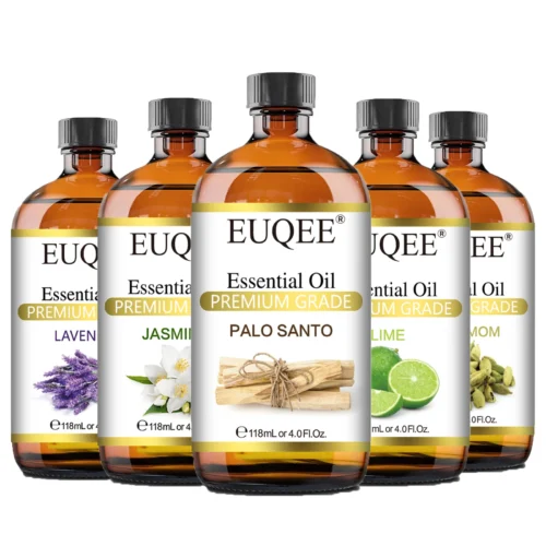 EUQEE 118ML Plant Essential Oils For Diffuser Palo Santo Cardamom Blue Tansy Nutmeg Marjoram Lavender Vanilla Rose Aroma Oils