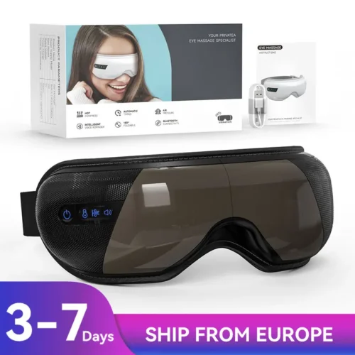 Electric Heated Eye Massager Smart Airbag Vibration Eye Care Instrument With Bluetooth Eye Strain Migraines Relief Improve Sleep