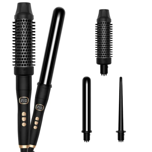 Curling Iron Wand Set Thermal Brush 3 in 1 Hair Curling Wands Interchangeable Ceramic Hair Curler Heated Brush Styling Tools