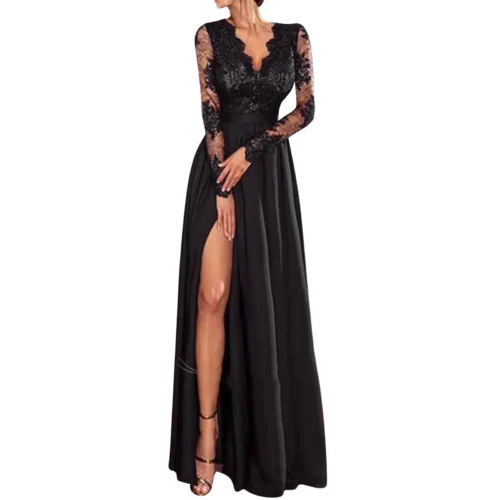 Elegant Evening Party Dresses for Women Sexy Contrast Ruched Slit Evening Dress 2024 New Fashion Casual Female Clothing