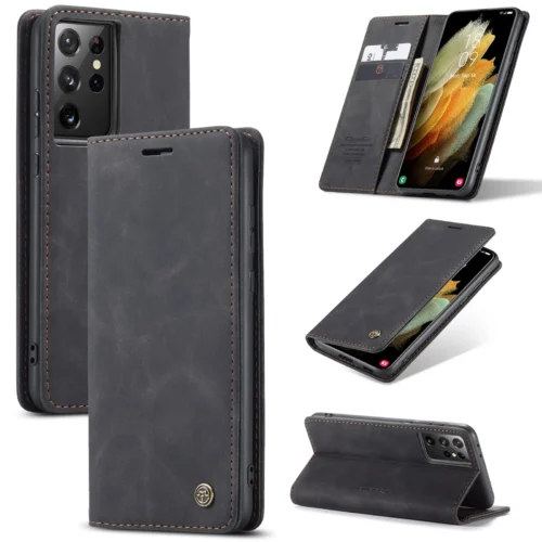 for Samsung Galaxy S21 Ultra S21 Plus 5G Leather Case,CaseMe Retro Purse Luxury Magneti Card Holder Wallet Cover For Galaxy S21