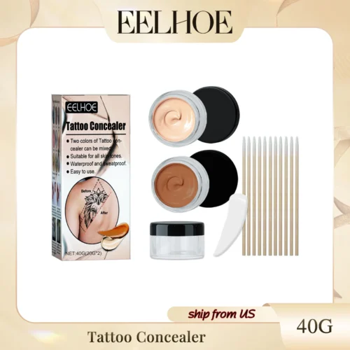 Tattoo Concealer Waterproof Brightening Cover Tattoo Dark Circles Acne Marks Scars Birthmarks Invisible Two-tone Concealer