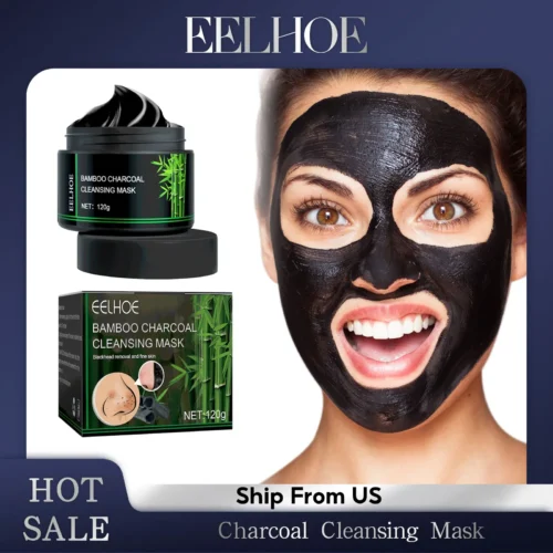 EELHOE Blackhead Remover Face Mask Oil-Control Nose Black Dots Peel off Mask Acne Treatment Shrink Pores Charcoal Cleaning Cream