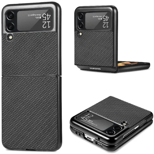 For Samsung Galaxy Z Flip 4 Flip 3 Flip 2 Flip 1 5G Anti-Slip Carbon Fiber Thin Case Shockproof Protective Phone Bag Cover